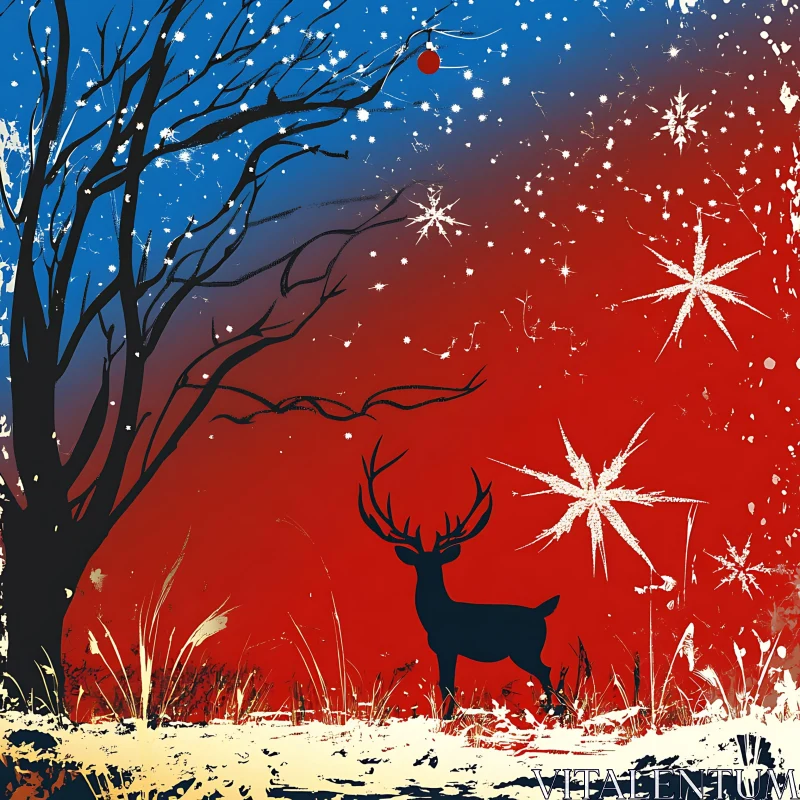 Deer in a Snow-Covered Winter Wonderland