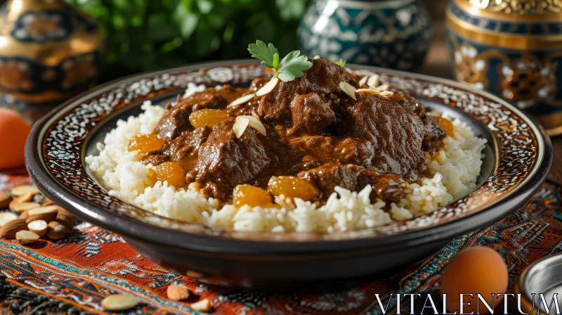 AI ART Delicious Rice and Meat Plate | Close-up Food Photography