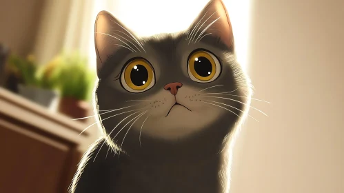Cute Kitten Portrait with Charming Eyes