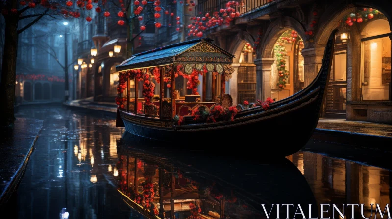 Enchanting Venetian Night: A Captivating Gondola Journey AI Image