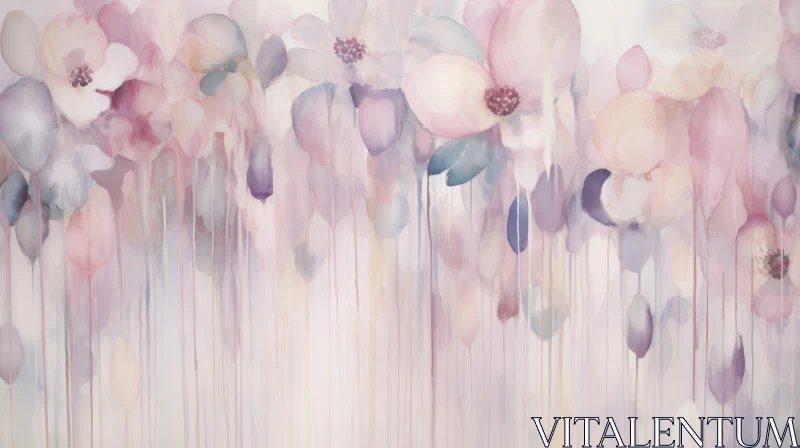 Ethereal Watercolor Painting of Cascading Flowers AI Image