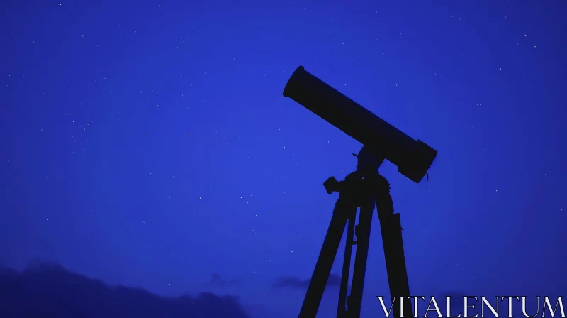 AI ART Vintage Telescope Silhouetted Against Stars - Mesmerizing Artwork