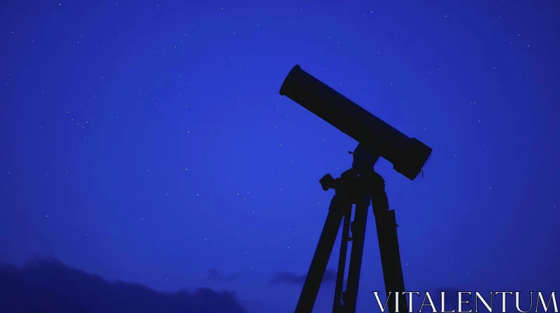 Vintage Telescope Silhouetted Against Stars - Mesmerizing Artwork