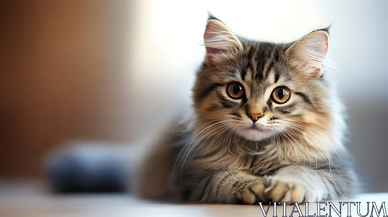 Adorable Kitten with Fluffy Fur and Big Eyes AI Image