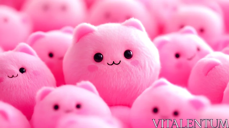 Cute Pink Fluffy Cat Plushies AI Image