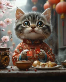 Festive Kitten Celebrating Chinese New Year