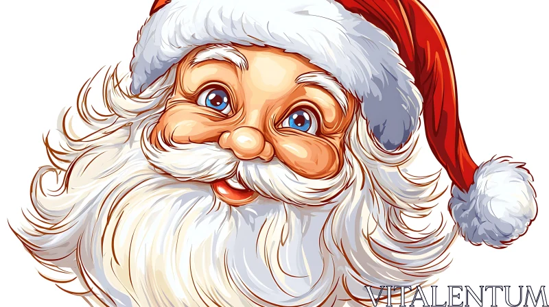 AI ART Jolly Santa Claus with Blue Eyes and Rosy Cheeks