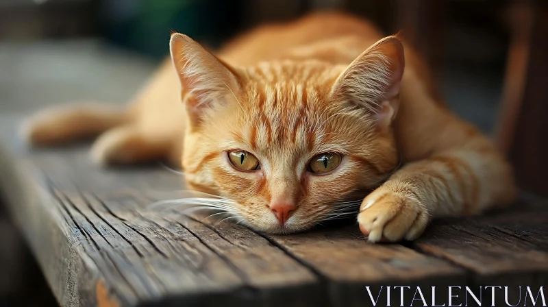 Close-Up of a Resting Ginger Tabby Cat AI Image