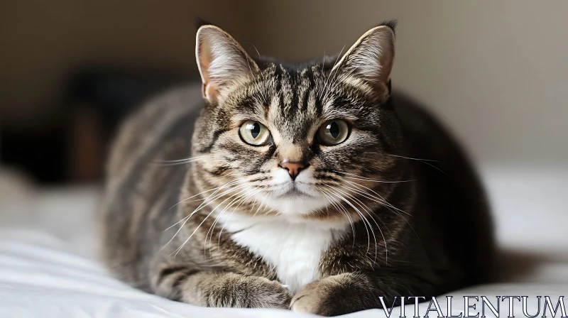 Relaxed Tabby Cat Lying Down AI Image