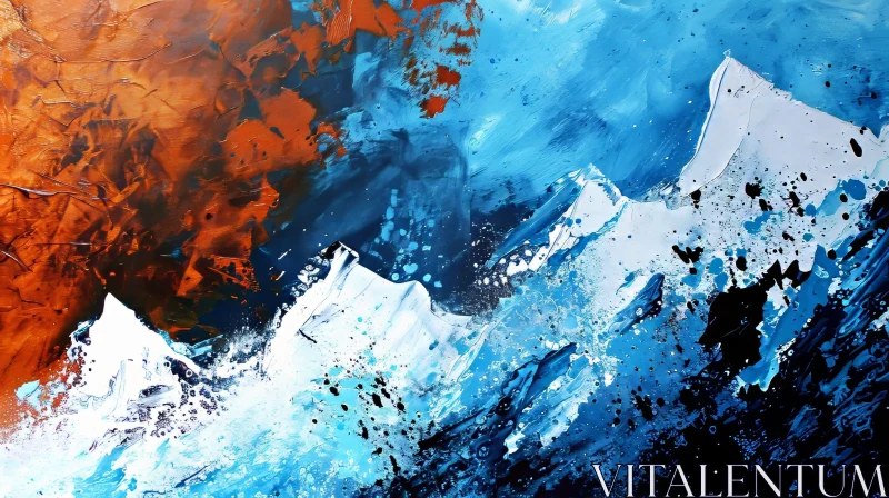 AI ART Abstract Painting | Blue and White Mountains | Contemporary Art