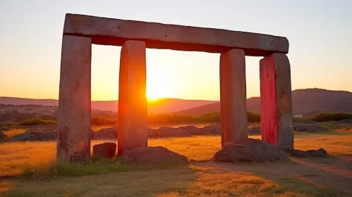 Ancient Stone Structure at Sunset