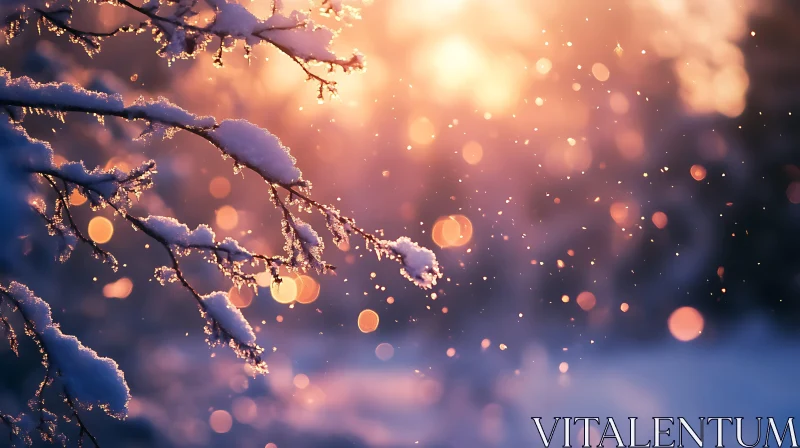 Peaceful Winter Landscape at Sunset AI Image