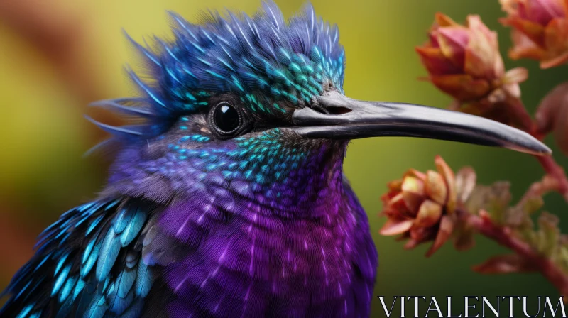 Beautiful Hummingbird Amidst Blooming Flower AI Image