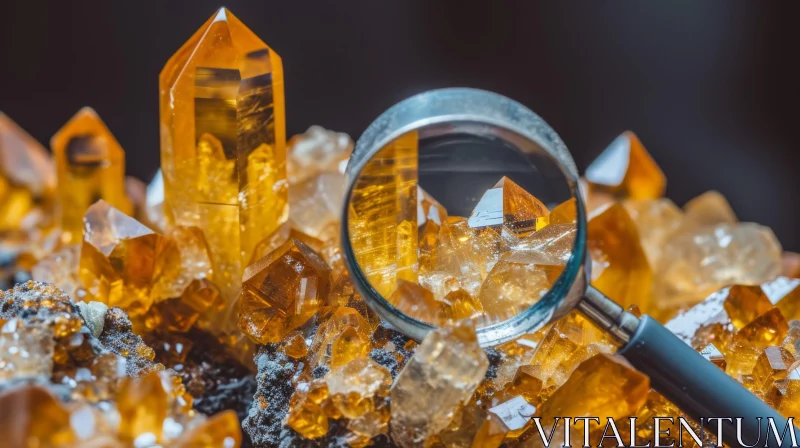 AI ART Citrus Crystals Under Magnifying Glass: A Gritty and Architectural Focus