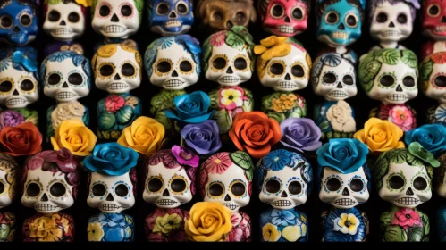 Colorful Sugar Skulls: A Captivating Display of Pop Art