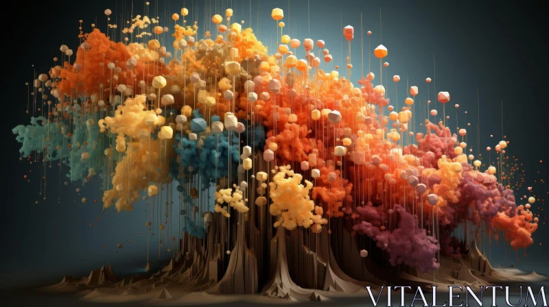 AI ART Enigmatic Tree: A Surreal 3D Landscape