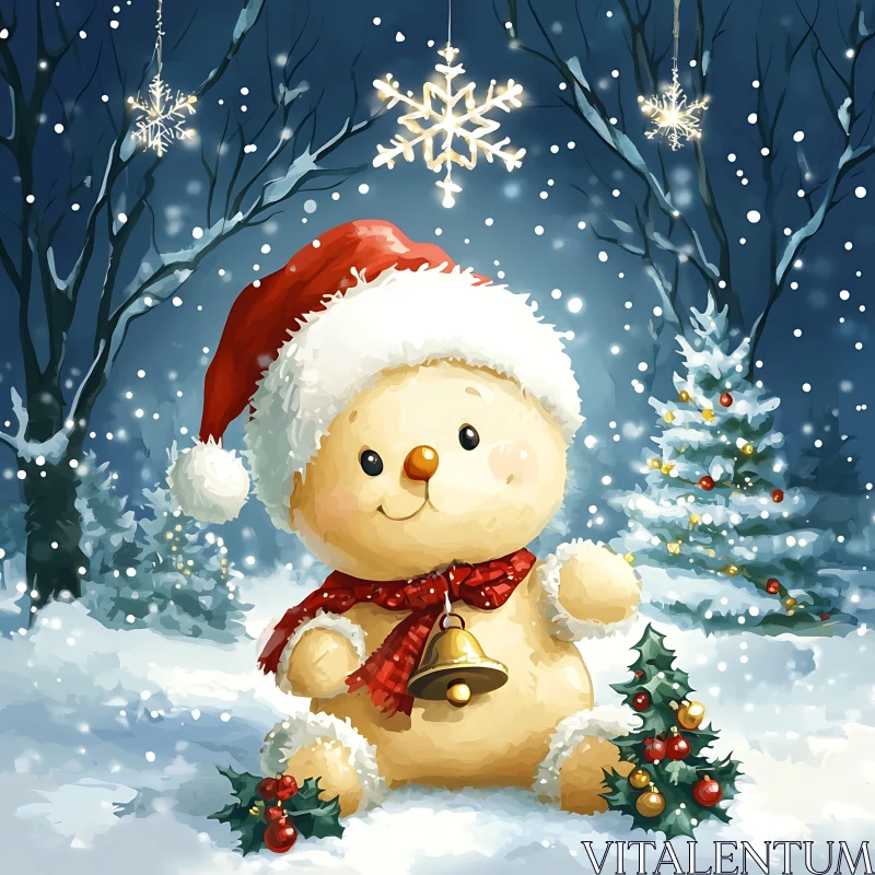 AI ART Festive Teddy Bear in Winter