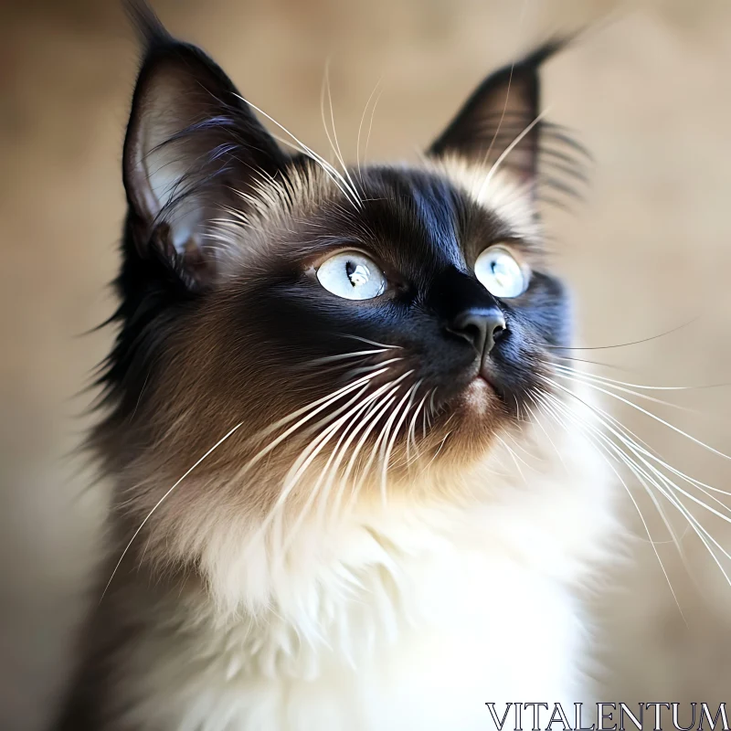 Detailed Cat Portrait with Blue Eyes AI Image