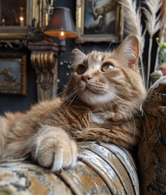 Ginger Cat in Antique Setting