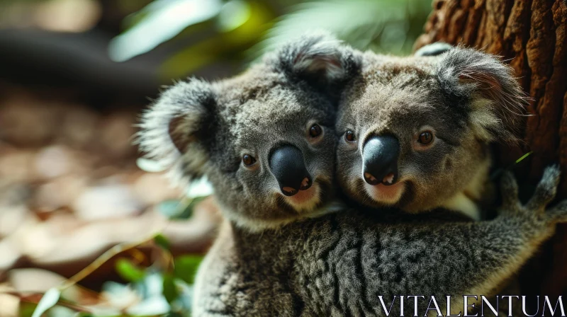 Captivating Koalas: A Stunning Portrait on a Tree Branch AI Image