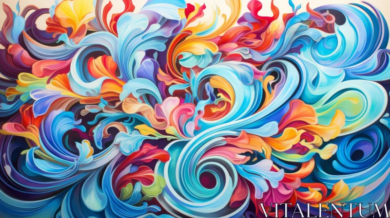 Colorful Abstract Painting with Vibrant Patterns AI Image