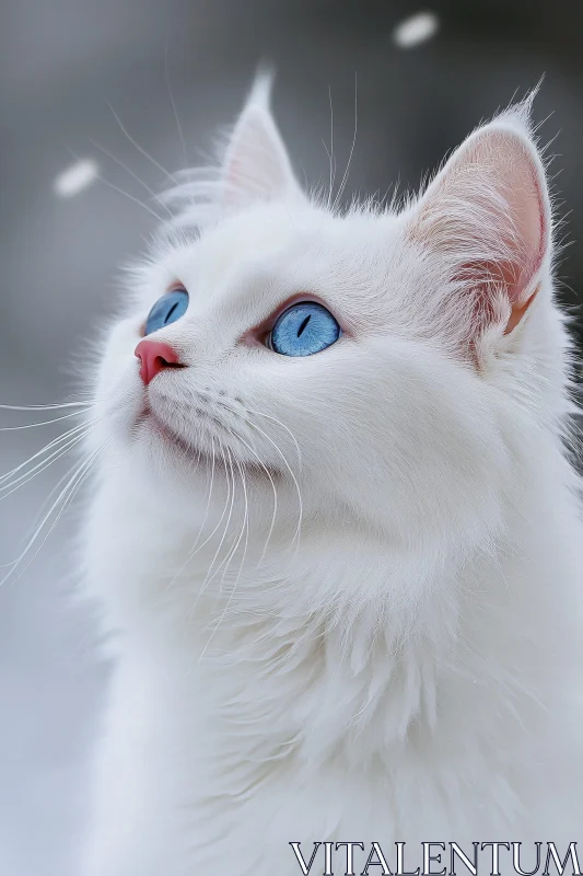 White Cat with Striking Blue Eyes AI Image