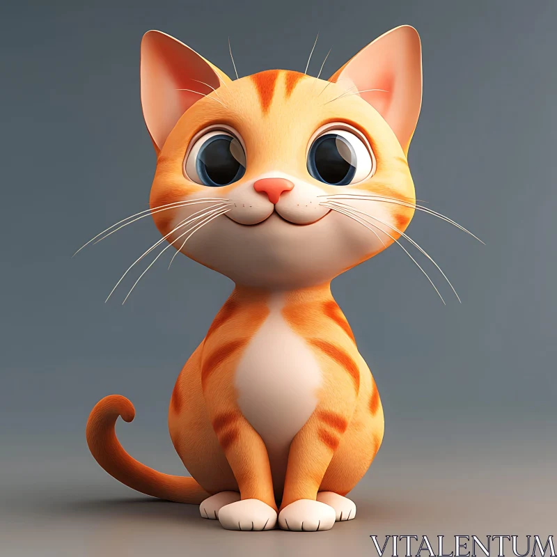 AI ART Adorable Cartoon Orange Cat Illustration