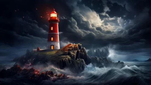 Stormy Night Lighthouse Art: Hyper-Realistic and Surrealistic Fantasy