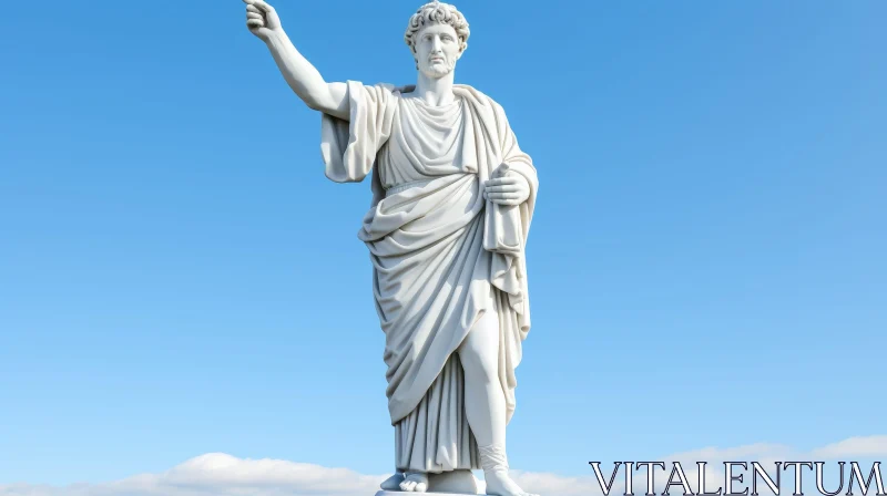 White Marble Statue of Man in Classical Toga AI Image