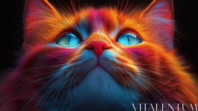 AI ART Brightly Colored Cat Close-Up