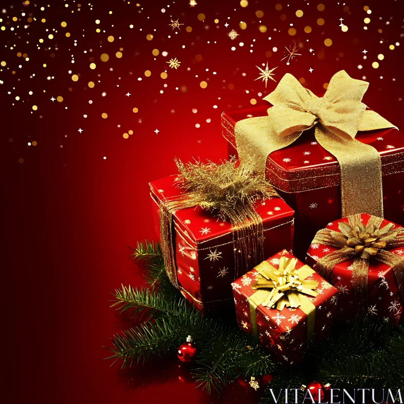 Cheerful Christmas Gift Arrangement AI Image