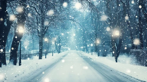 Peaceful Winter Pathway in Snow