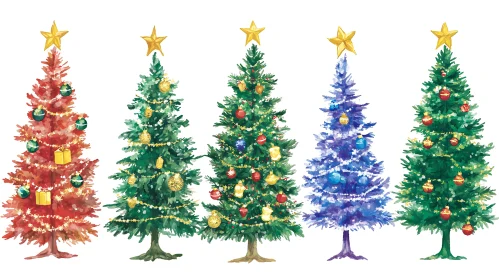 Festive Christmas Trees with Unique Decorations