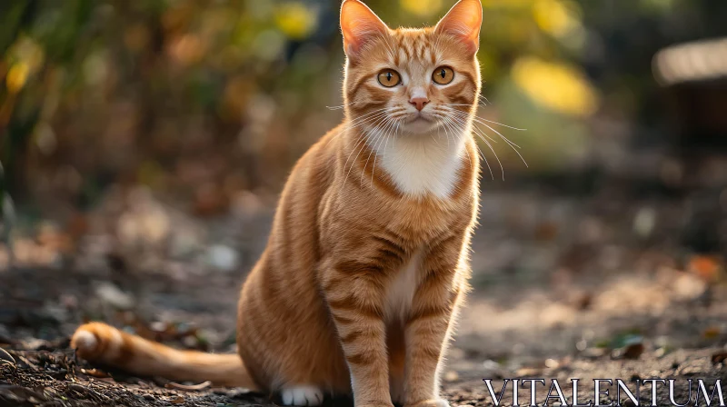 Graceful Orange Tabby in Natural Surroundings AI Image