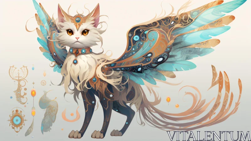 AI ART Majestic Cat with Ornate Wings