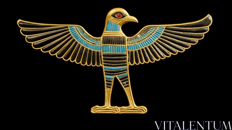 Ancient Egyptian God Horus Pendant - Gold Amulet Depiction AI Image