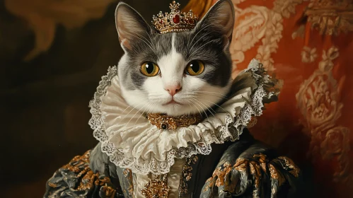 Noble Cat Portrait with Luxurious Attire