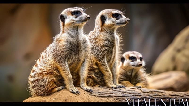 Curious Meerkats on a Log - Nature Photography AI Image