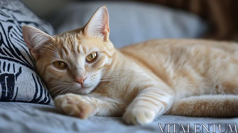 Ginger Cat Resting Comfortably AI Image