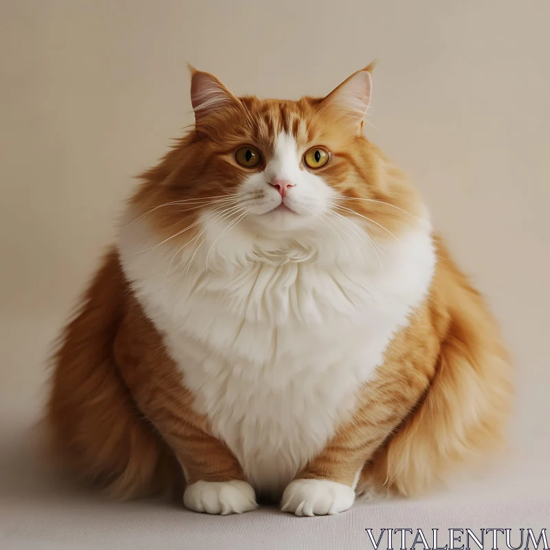 Serene Feline Portrait Against Plain Background AI Image