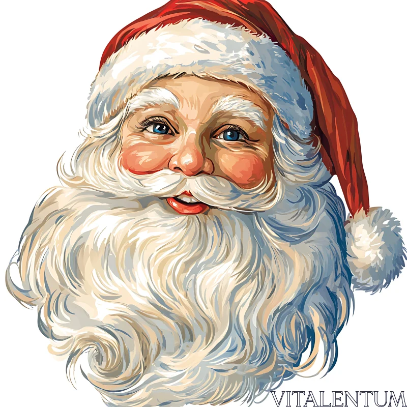 Merry Santa Claus with White Beard AI Image