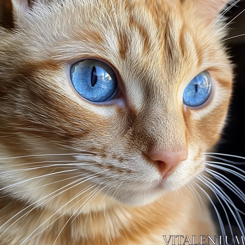 Detailed Portrait of Cat with Blue Eyes AI Image