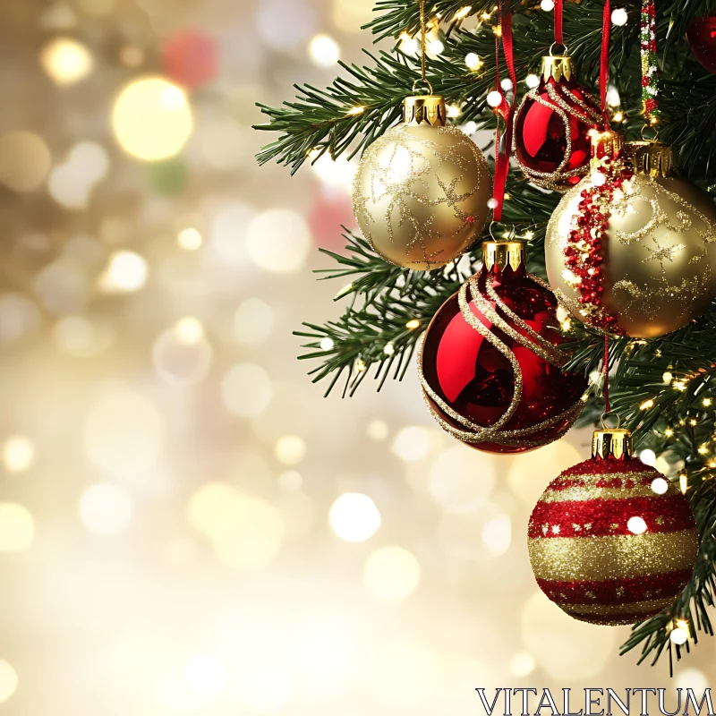 Christmas Tree Decorations Close-Up AI Image