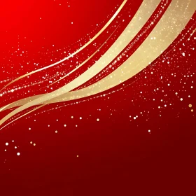 Elegant Abstract Art in Gold and Red