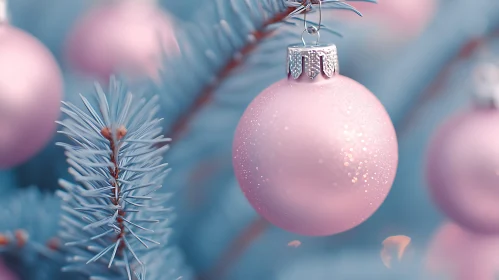 Pastel Pink Festivity on a Blue Pine Tree