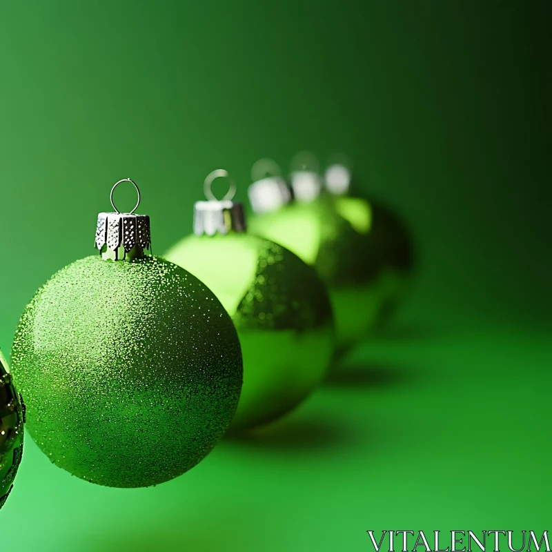 AI ART Green Glittery Christmas Baubles