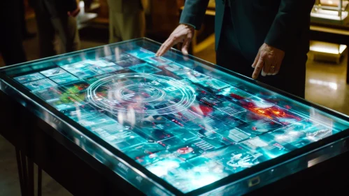 Futuristic Interactive Glass Table in Movie Theater
