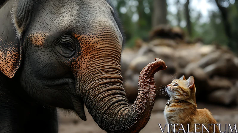 AI ART Elephant and Cat Sharing a Moment