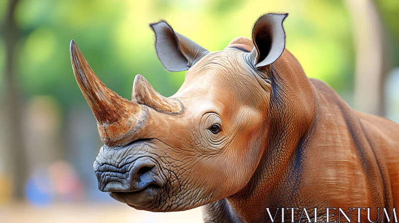 Close-up of Rhinoceros with Textured Skin AI Image