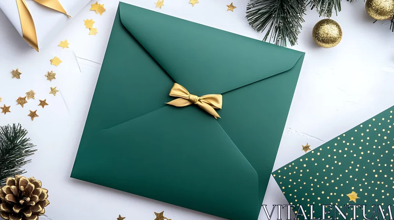 AI ART Holiday Gift Envelope with Golden Bow